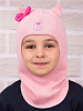 2260/ Шлем-шапка Кошка с бантиком бледно-розовый, розовый